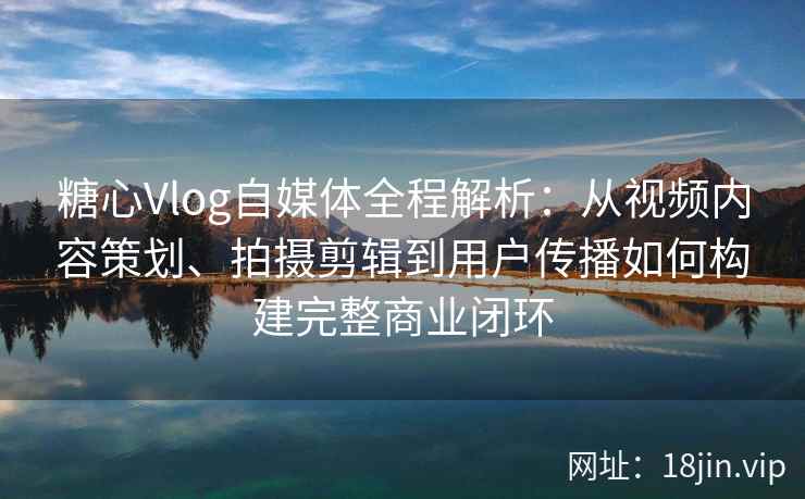 糖心Vlog自媒体全程解析：从视频内容策划、拍摄剪辑到用户传播如何构建完整商业闭环